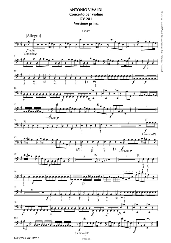 RV 281 Concerto per Violino in mi minore