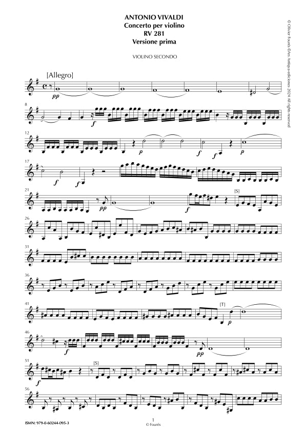 RV 281 Concerto per Violino in mi minore