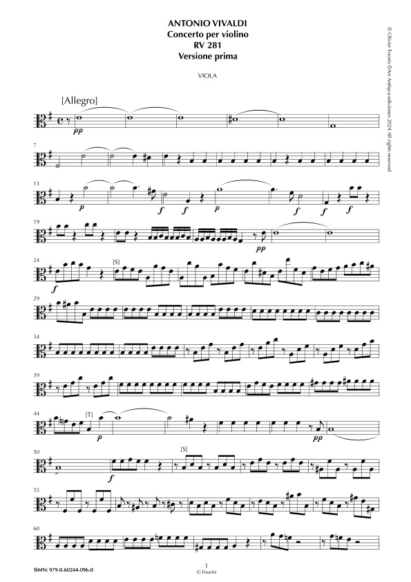RV 281 Concerto per Violino in mi minore