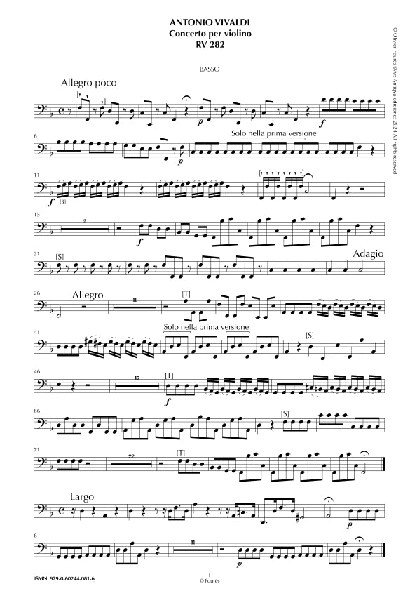 RV 282 Concerto per Violino in Fa maggiore