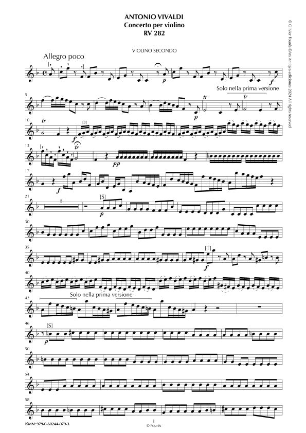 RV 282 Concerto per Violino in Fa maggiore