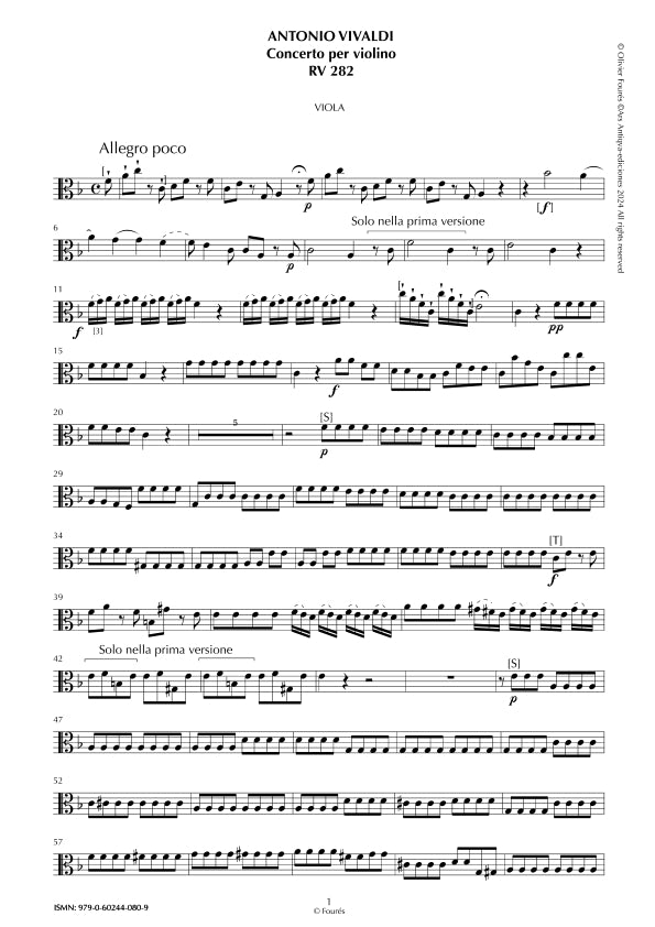 RV 282 Concerto per Violino in Fa maggiore