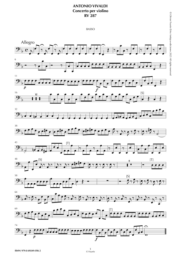 RV 287 Concerto per Violino in Fa maggiore