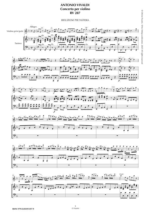 RV 287 Concerto per Violino in Fa maggiore