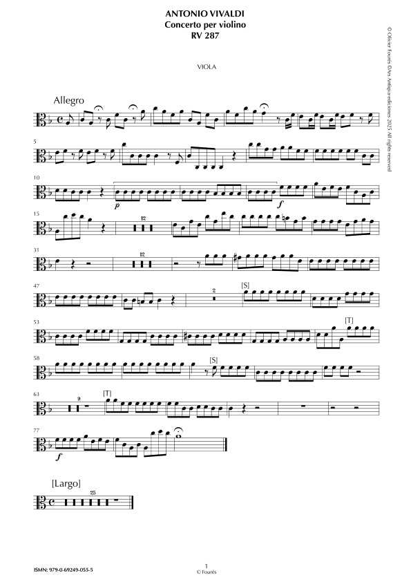 RV 287 Concerto per Violino in Fa maggiore