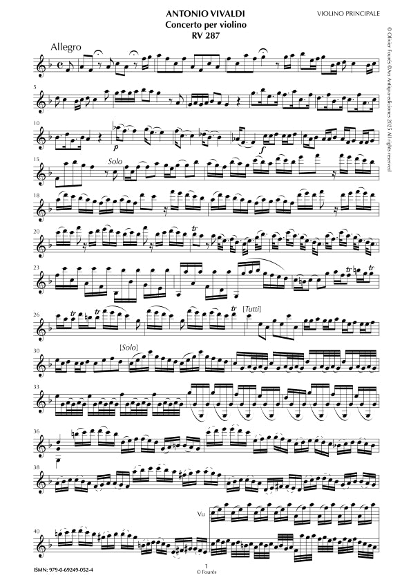 RV 287 Concerto per Violino in Fa maggiore