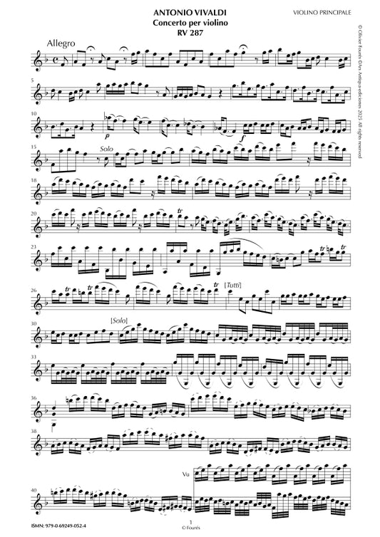 RV 287 Concerto per Violino in Fa maggiore