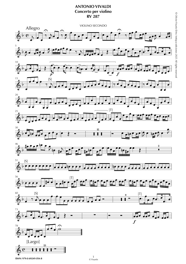 RV 287 Concerto per Violino in Fa maggiore