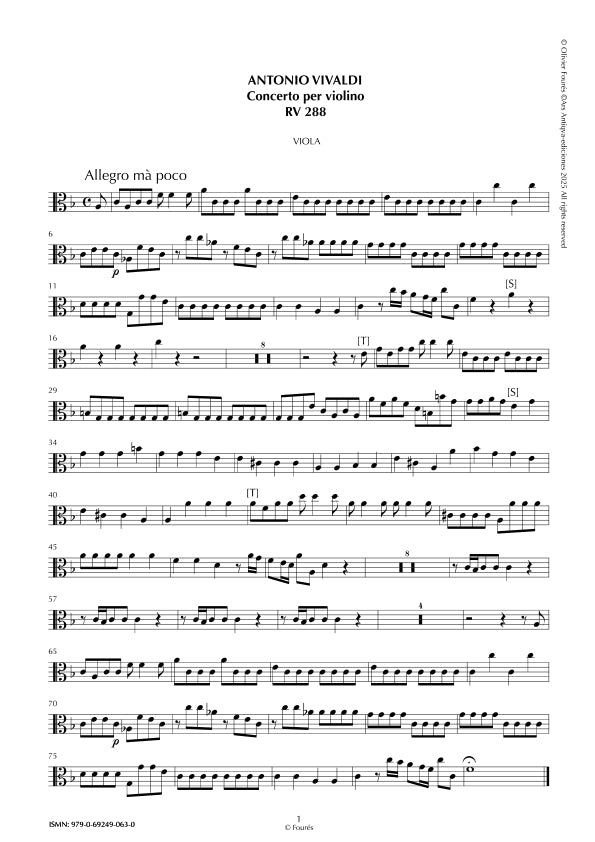 RV 288 Concerto per Violino in Fa maggiore