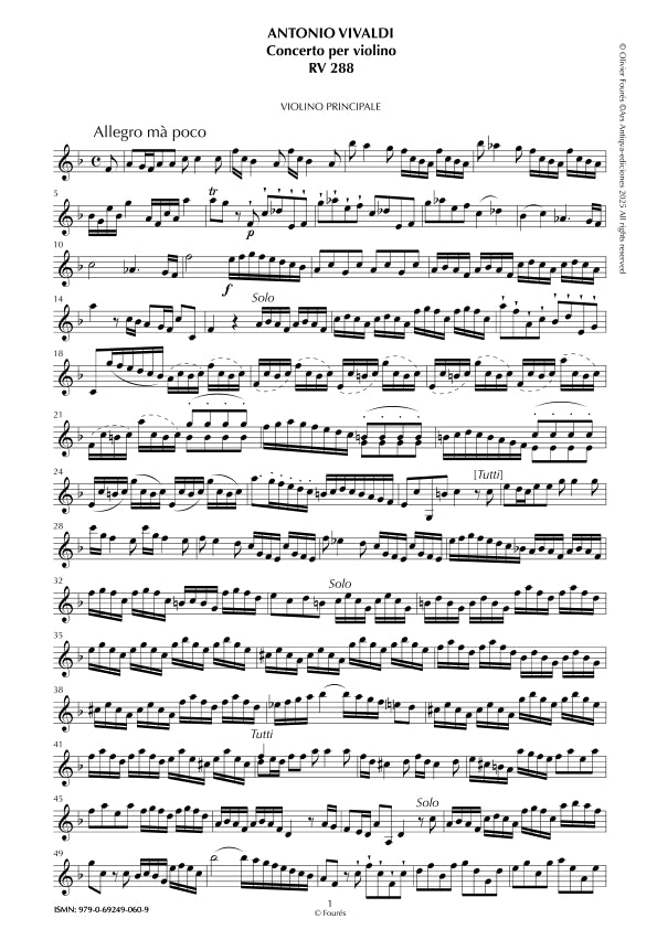 RV 288 Concerto per Violino in Fa maggiore