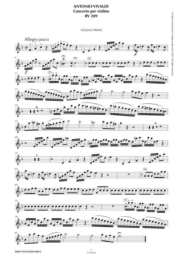 RV 289 Concerto per Violino in Fa maggiore