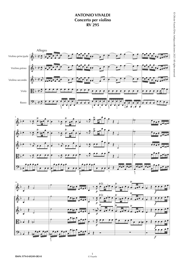 RV 295 Concerto per Violino in Fa maggiore