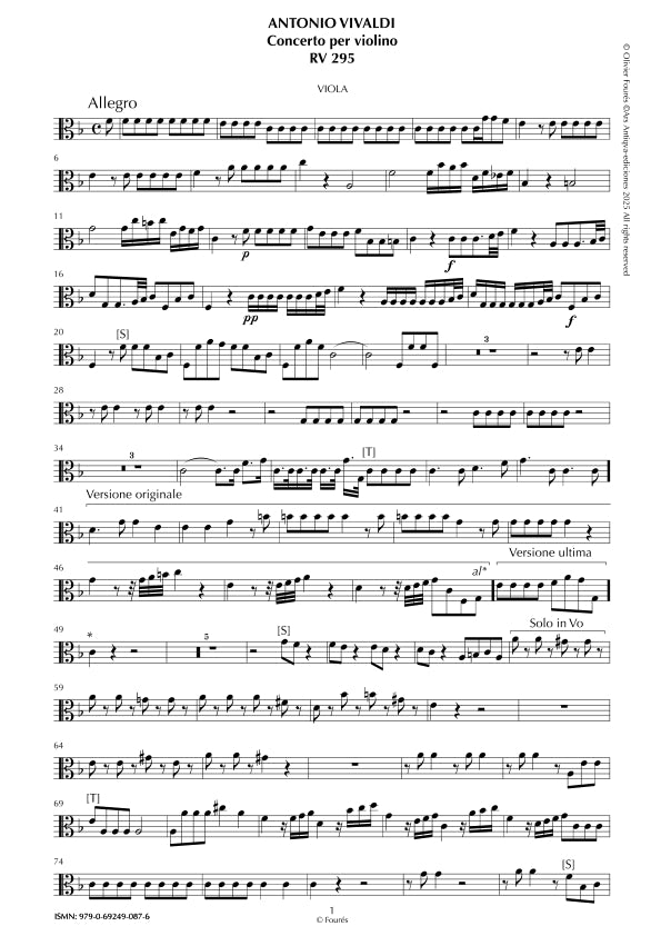 RV 295 Concerto per Violino in Fa maggiore
