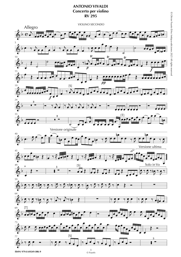RV 295 Concerto per Violino in Fa maggiore