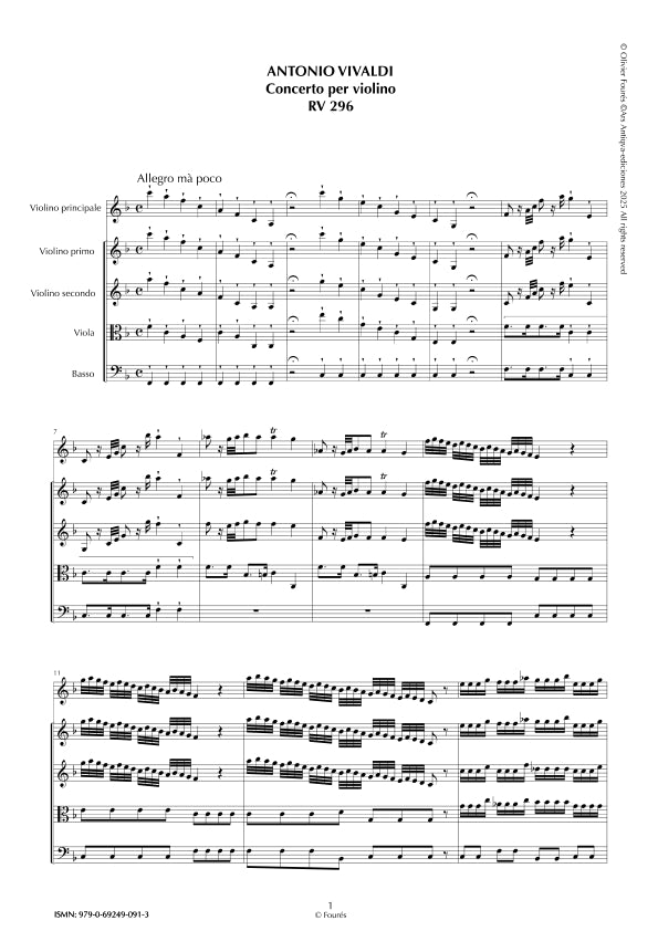 RV 296 Concerto per Violino in Fa maggiore