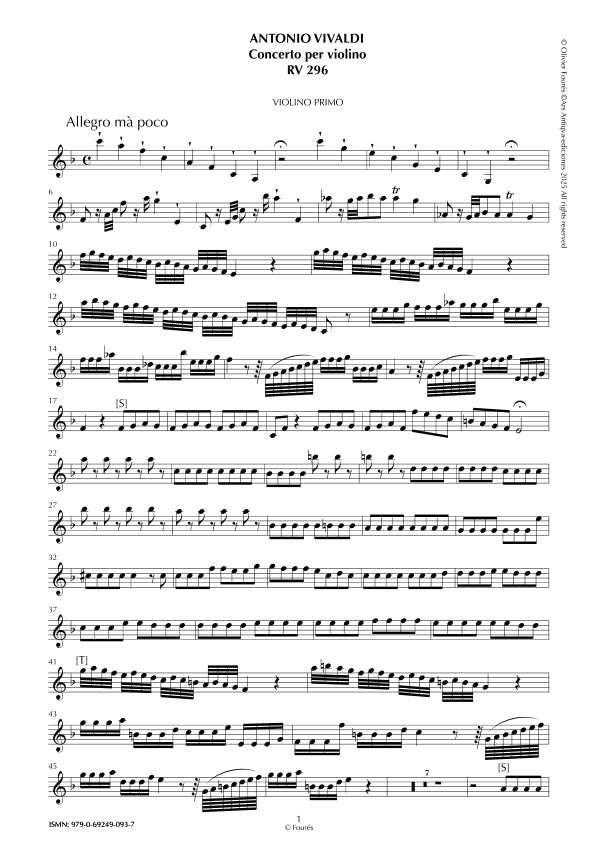 RV 296 Concerto per Violino in Fa maggiore
