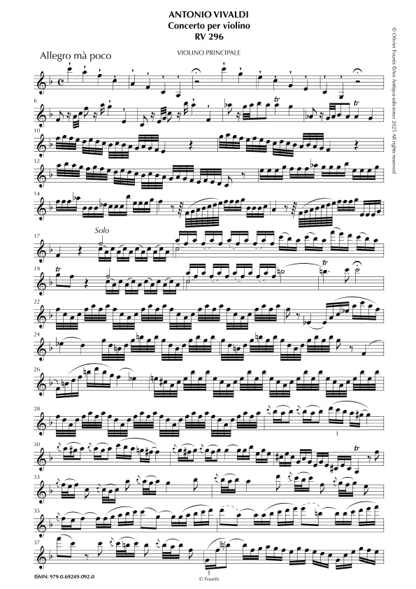 RV 296 Concerto per Violino in Fa maggiore