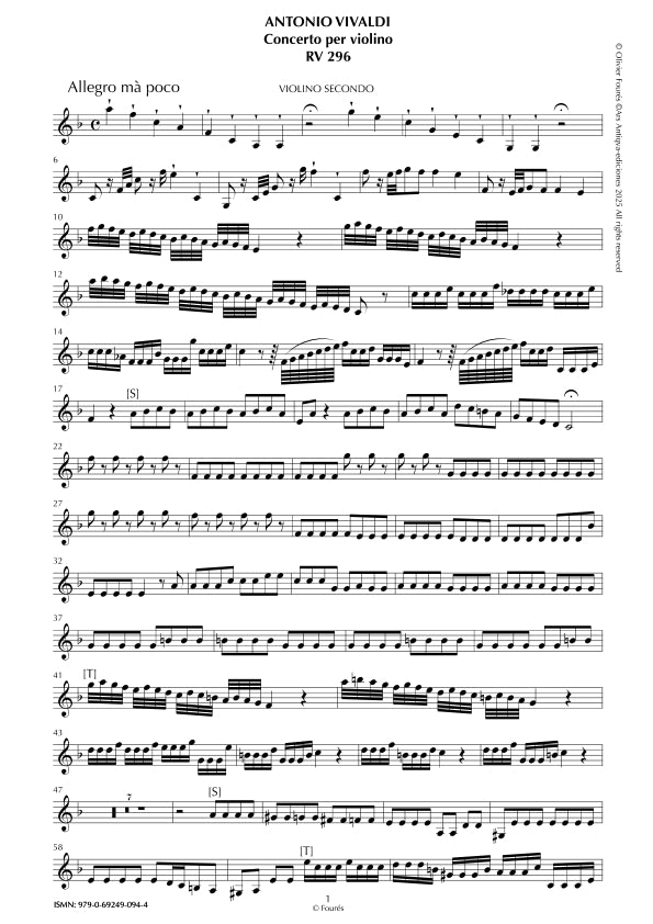 RV 296 Concerto per Violino in Fa maggiore
