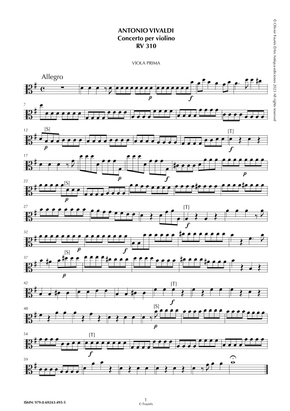 RV 310 Concerto per Violino in Sol maggiore. "L´Estro armonico" Opera terza n.III