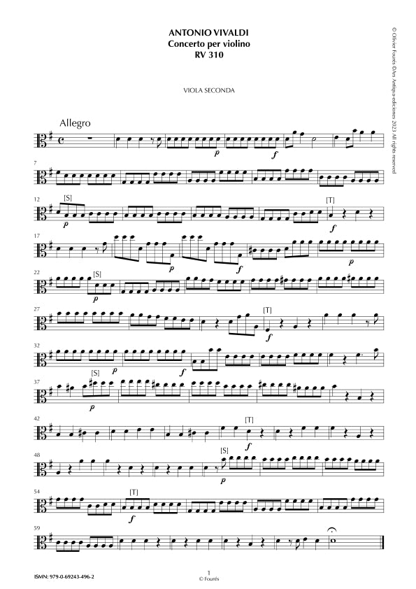 RV 310 Concerto per Violino in Sol maggiore. "L´Estro armonico" Opera terza n.III