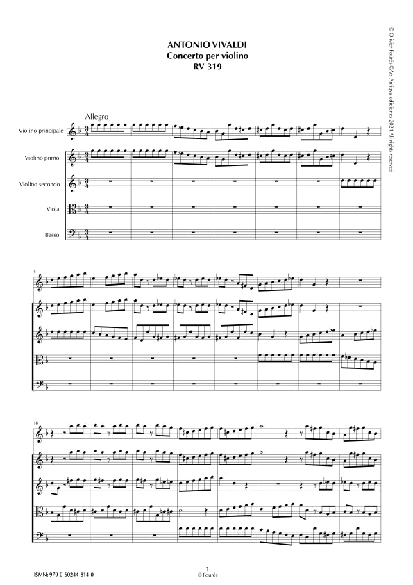 RV 319 Concerto per Violino in sol minore