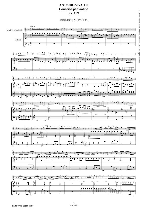RV 319 Concerto per Violino in sol minore