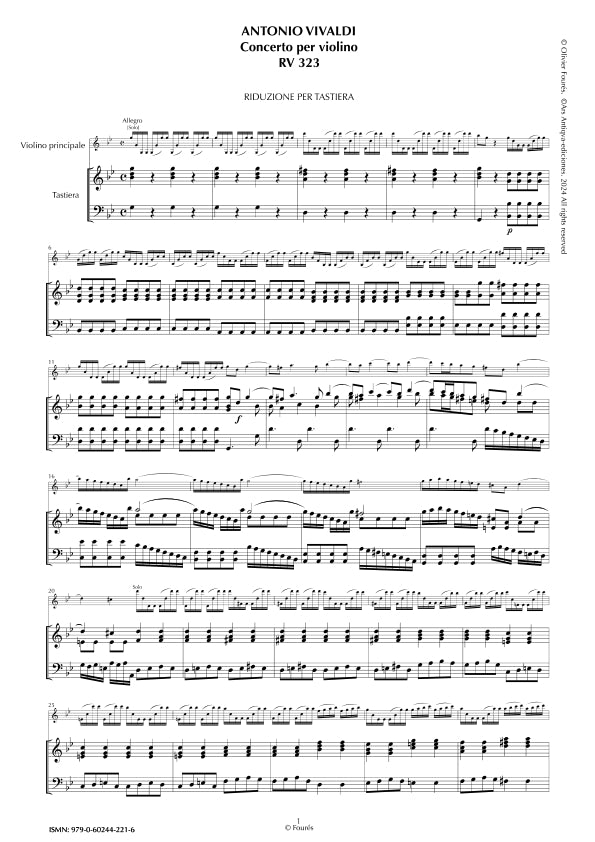 RV 323 Concerto per Violino in sol minore
