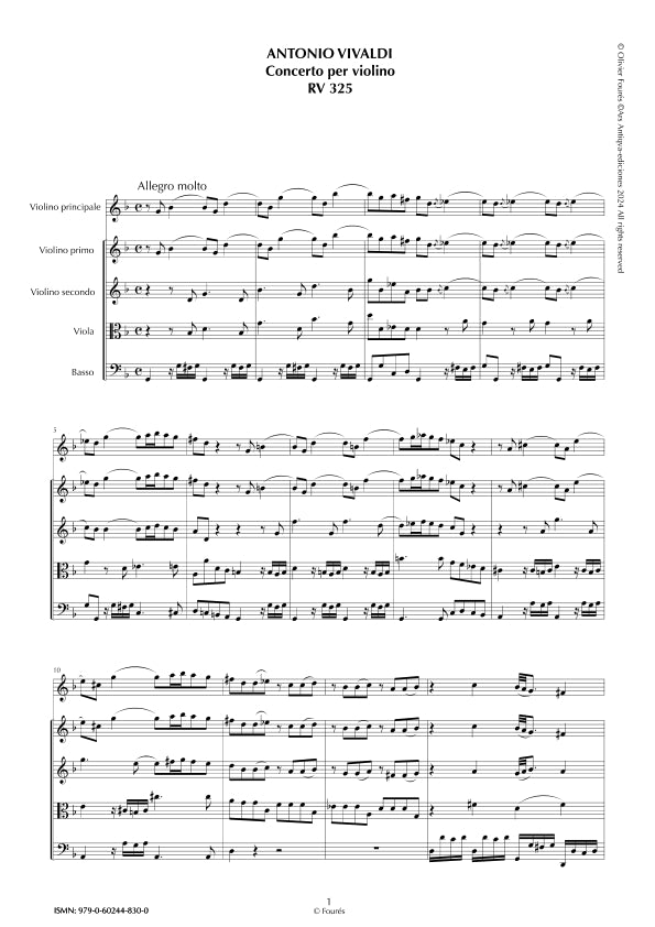 RV 325 Concerto per Violino in sol minore