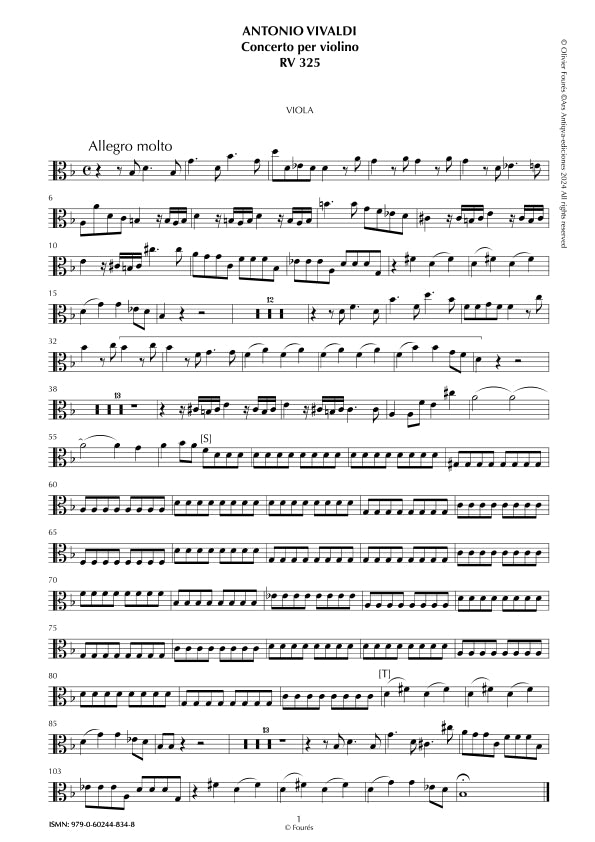 RV 325 Concerto per Violino in sol minore