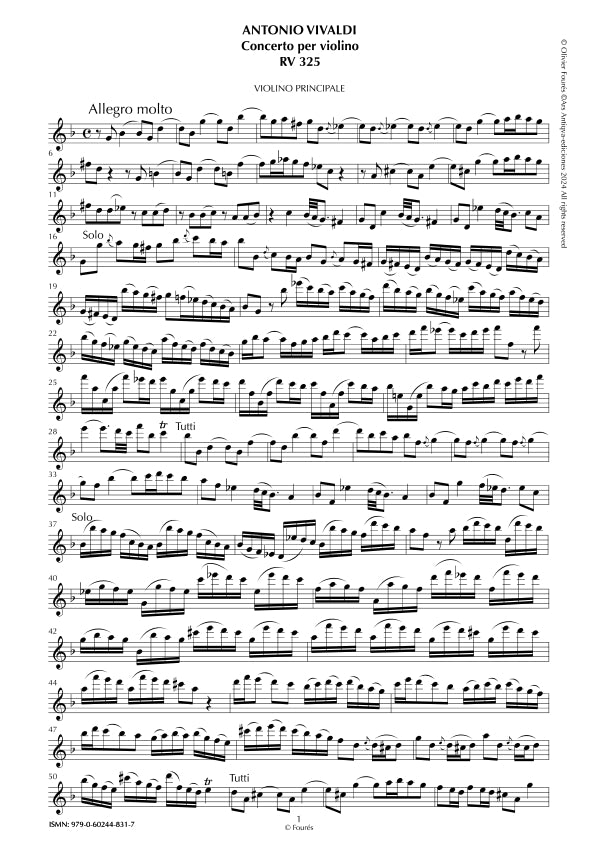 RV 325 Concerto per Violino in sol minore