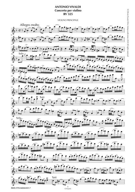 RV 325 Concerto per Violino in sol minore