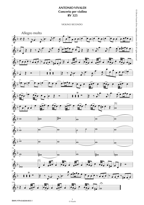 RV 325 Concerto per Violino in sol minore