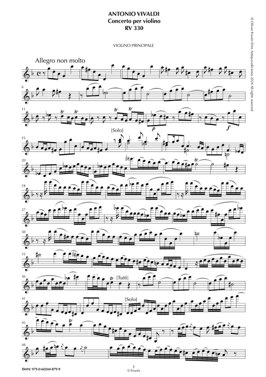 RV 330 Concerto per Violino in sol minore