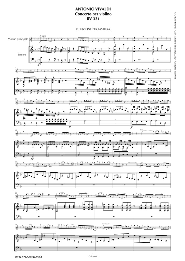 RV 331 Concerto per Violino in sol minore