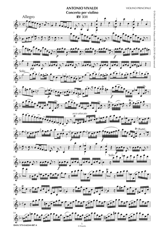 RV 331 Concerto per Violino in sol minore