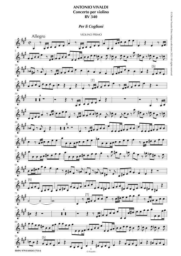 RV 340 Concerto per Violino in La maggiore "per li coglioni"