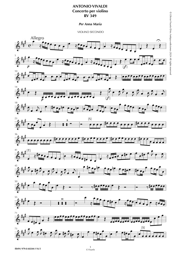 RV 349 Concerto per Violino in La maggiore per Anna Maria
