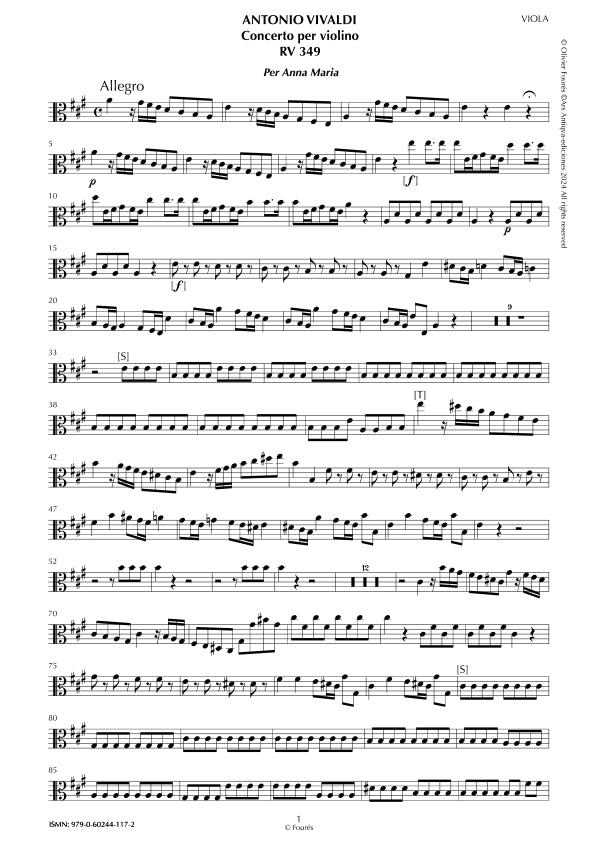 RV 349 Concerto per Violino in La maggiore per Anna Maria