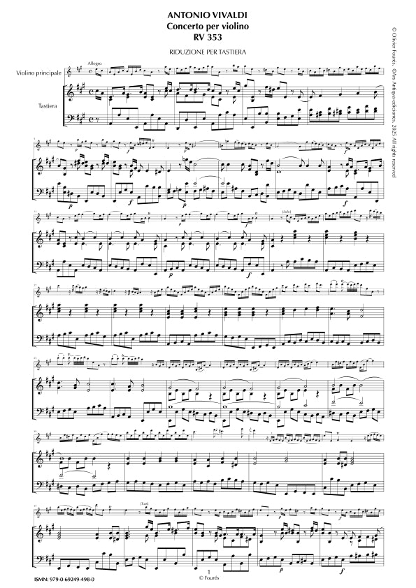 RV 353 Concerto per Violino in La maggiore