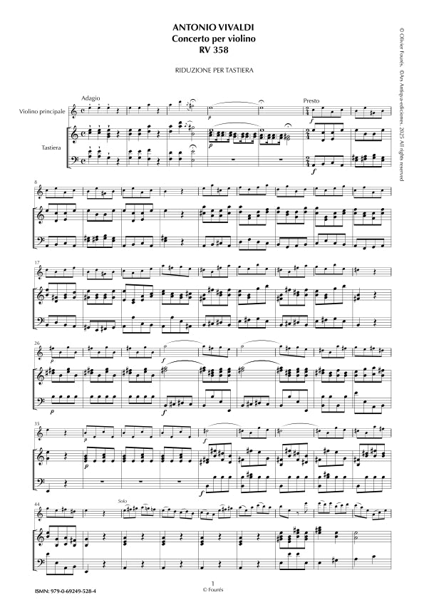 RV 358 Concerto per Violino in la minore "La Cetra" opera nona n.V