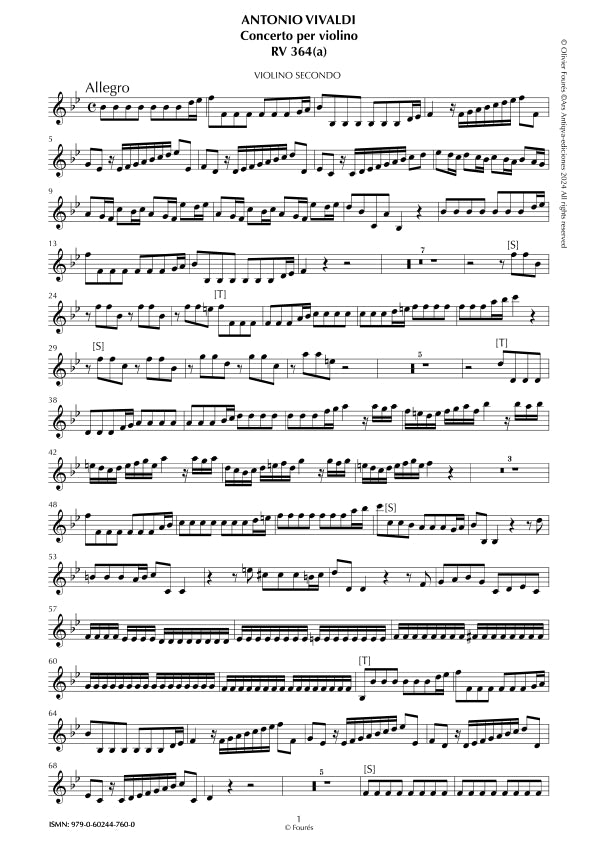 RV 364 - RV 364a Concerto per Violino in Sib maggiore -L´Elite des Concerto Italiens-