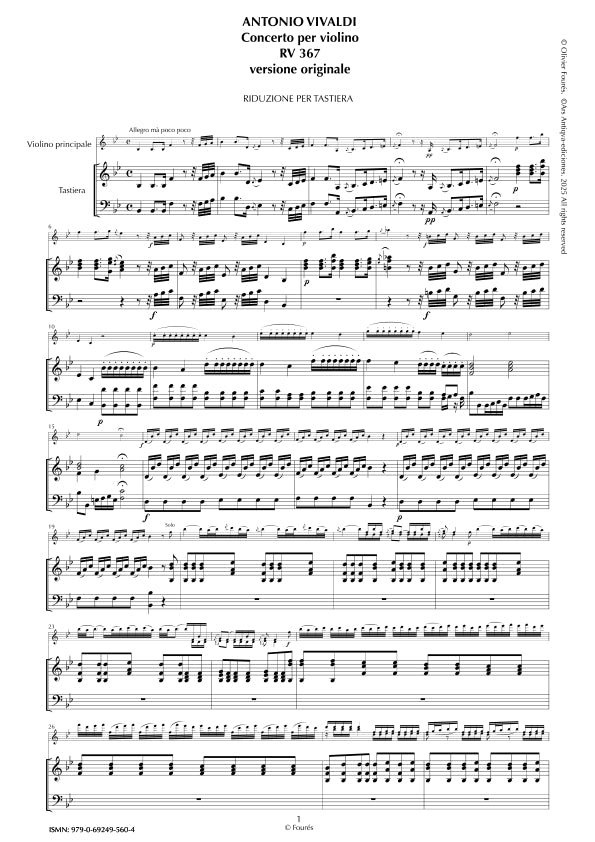 RV 367 Concerto per Violino in Si-b maggiore