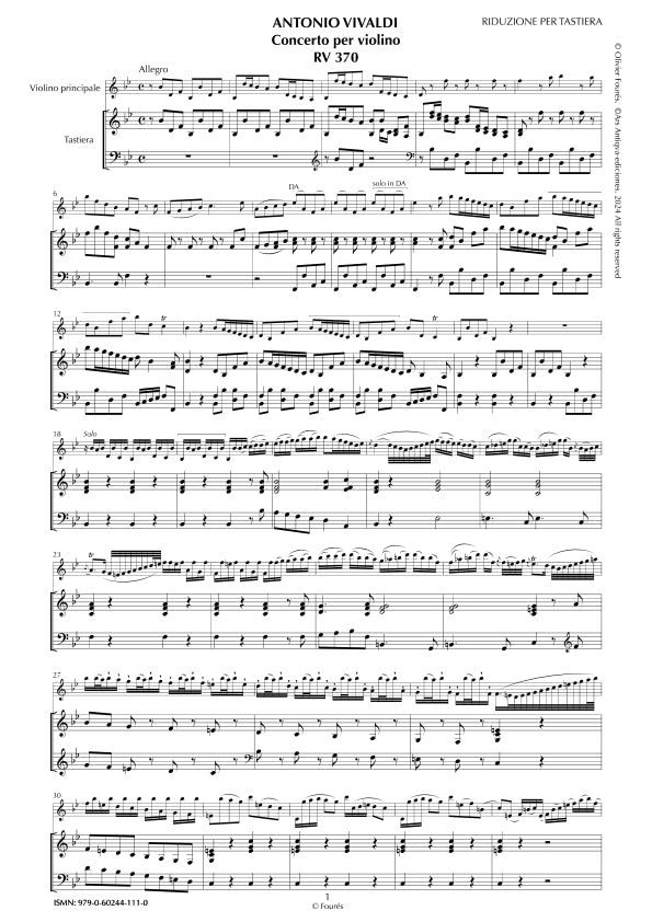 RV 370 Concerto per Violino in SI-b maggiore