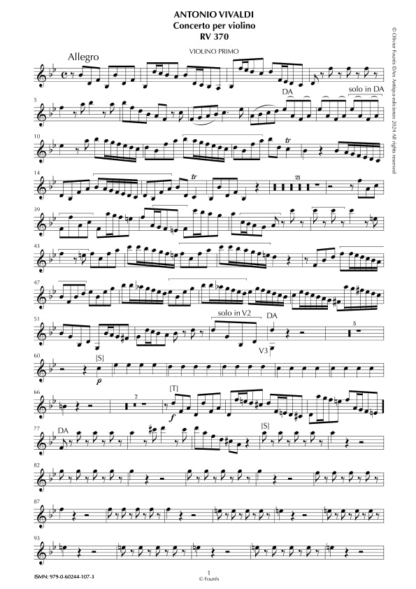 RV 370 Concerto per Violino in SI-b maggiore