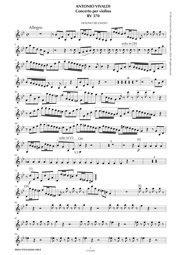 RV 370 Concerto per Violino in SI-b maggiore