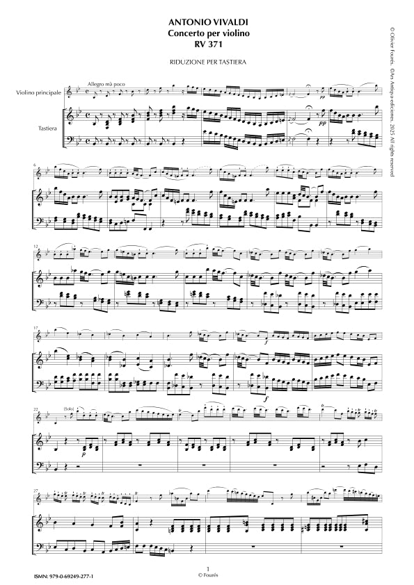 RV 371 Concerto per Violino in SI-b maggiore