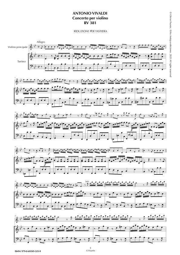 RV 381 Concerto per Violino in SI-b maggiore