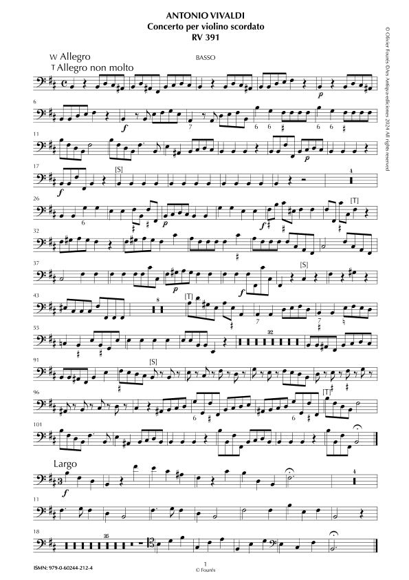 RV 391 Concerto per Violino scordato in si minore. "La Cetra" Opera nona n.XII