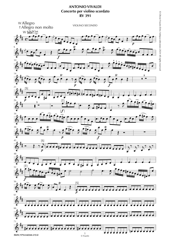 RV 391 Concerto per Violino scordato in si minore. "La Cetra" Opera nona n.XII
