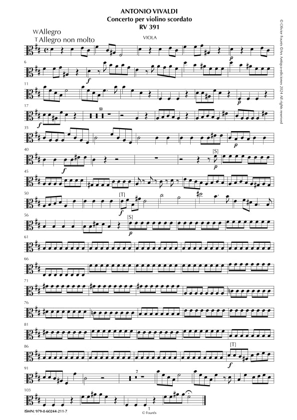 RV 391 Concerto per Violino scordato in si minore. "La Cetra" Opera nona n.XII